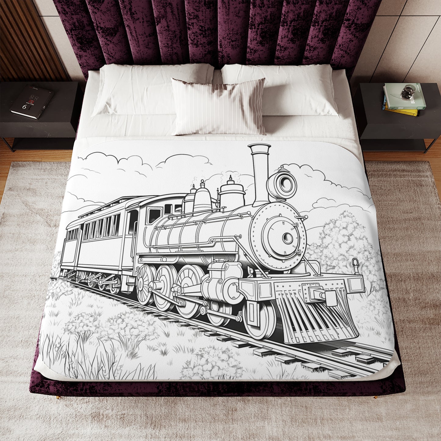 Blanket Coloring Kit with 10 Fabric Markers - Steam Locomotive