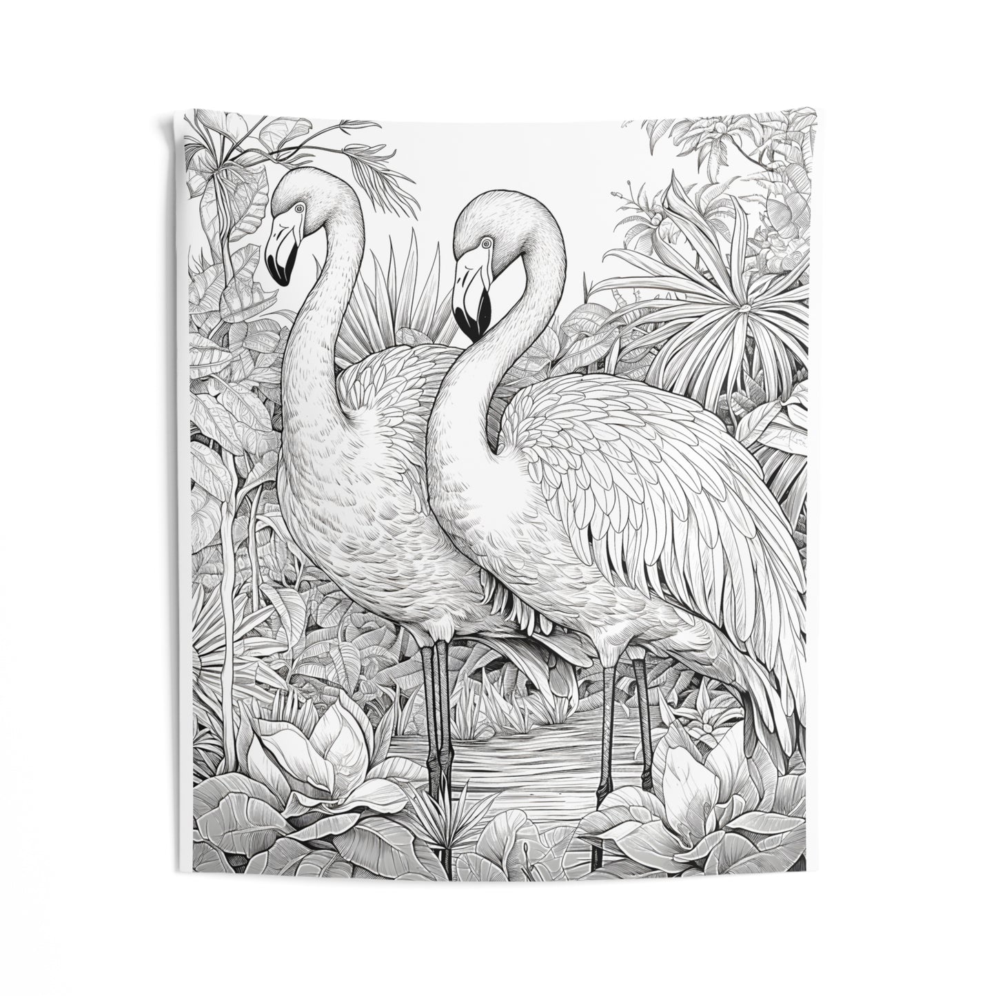 Indoor Wall Tapestries Coloring Kit with 10 Fabric Markers - Flamingos