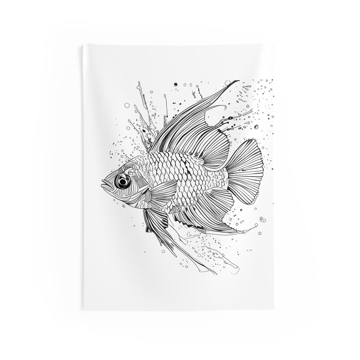 Indoor Wall Tapestries Coloring Kit with 10 Fabric Markers - Detailed Fish