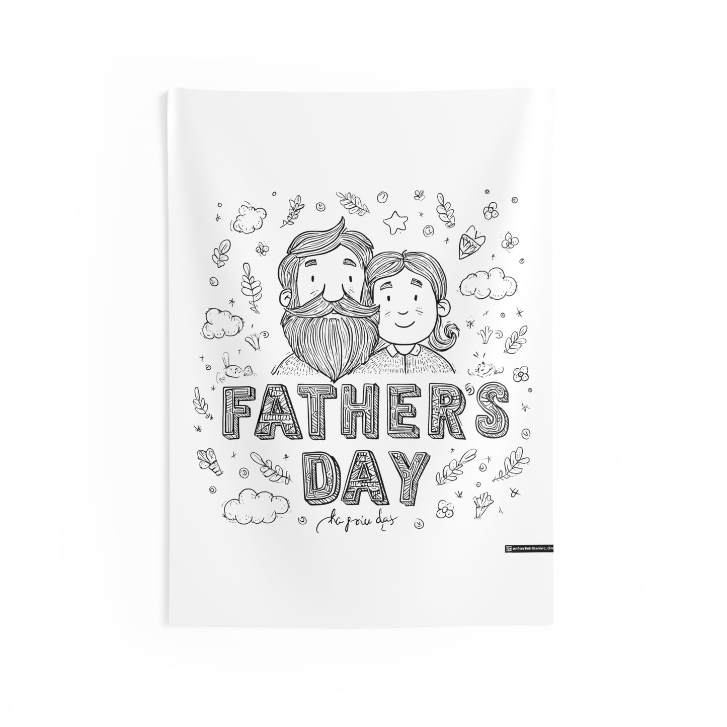Indoor Wall Tapestries Coloring Kit with 10 Fabric Markers - Father and Child Drawing