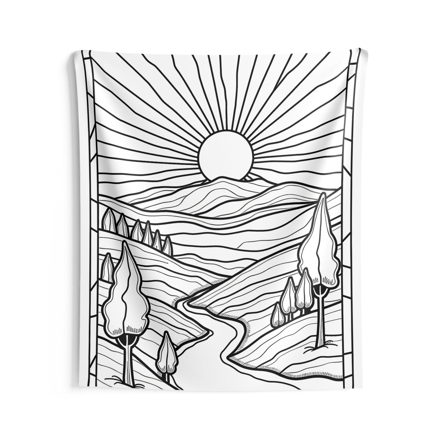 Indoor Wall Tapestries Coloring Kit with 10 Fabric Markers - Sunset