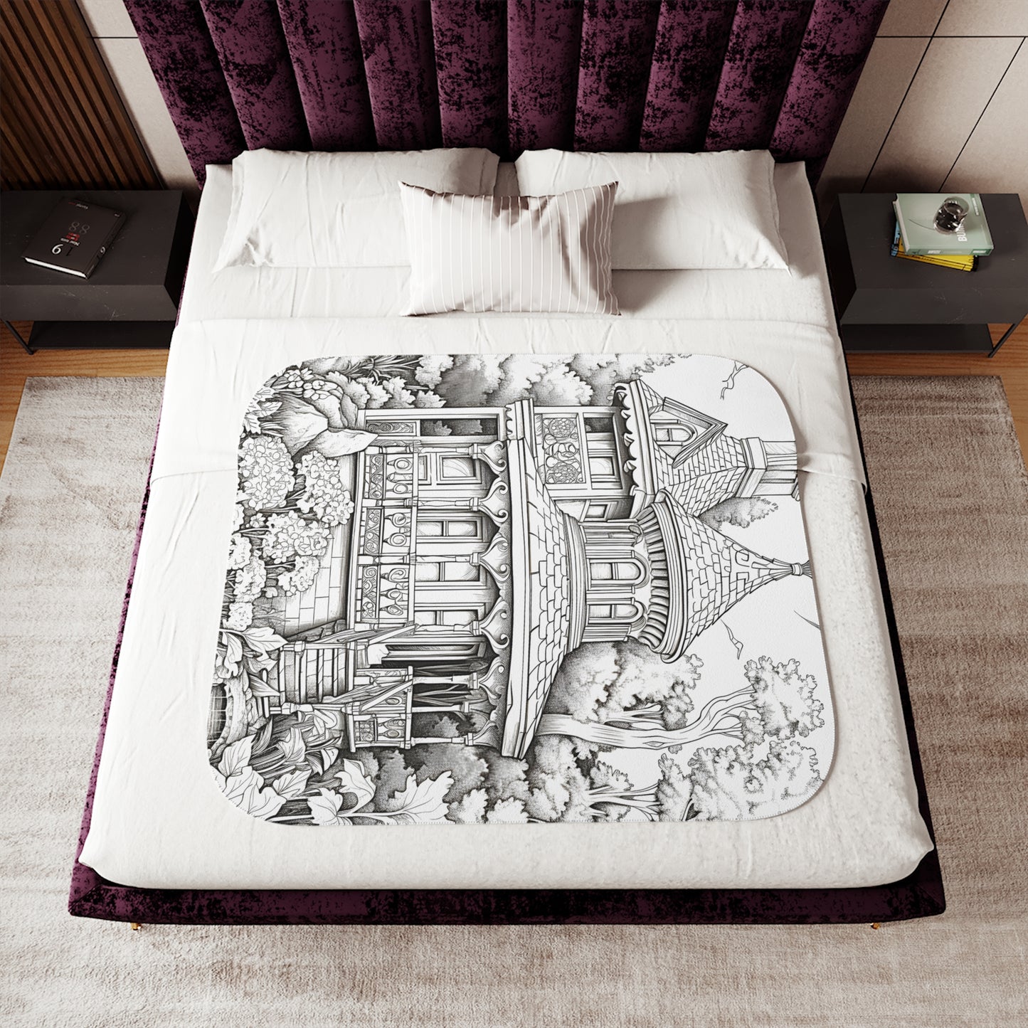 Blanket Coloring Kit with 10 Fabric Markers - Victorian House in Nature