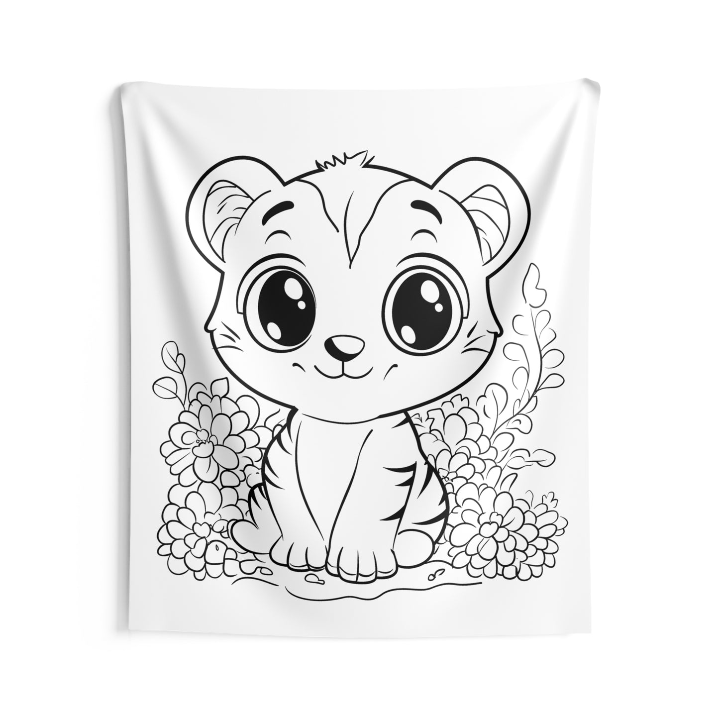 Indoor Wall Tapestries Coloring Kit with 10 Fabric Markers - Cute Baby Tiger