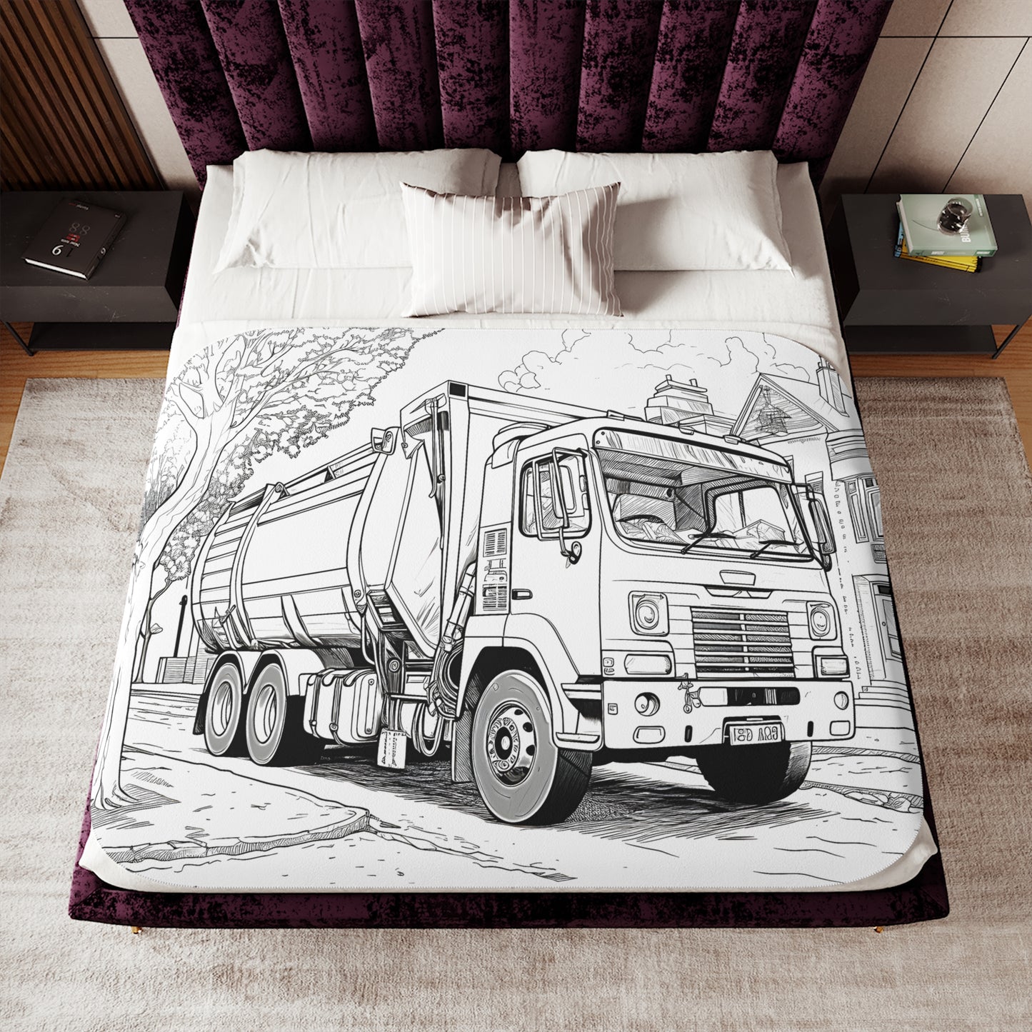 Blanket Coloring Kit with 10 Fabric Markers - Garbage Truck