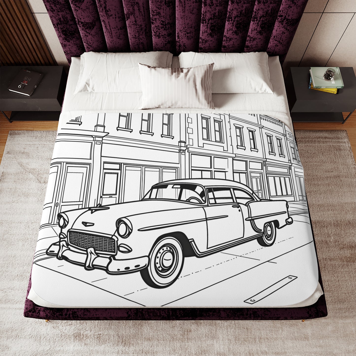 Blanket Coloring Kit with 10 Fabric Markers - Classic Car