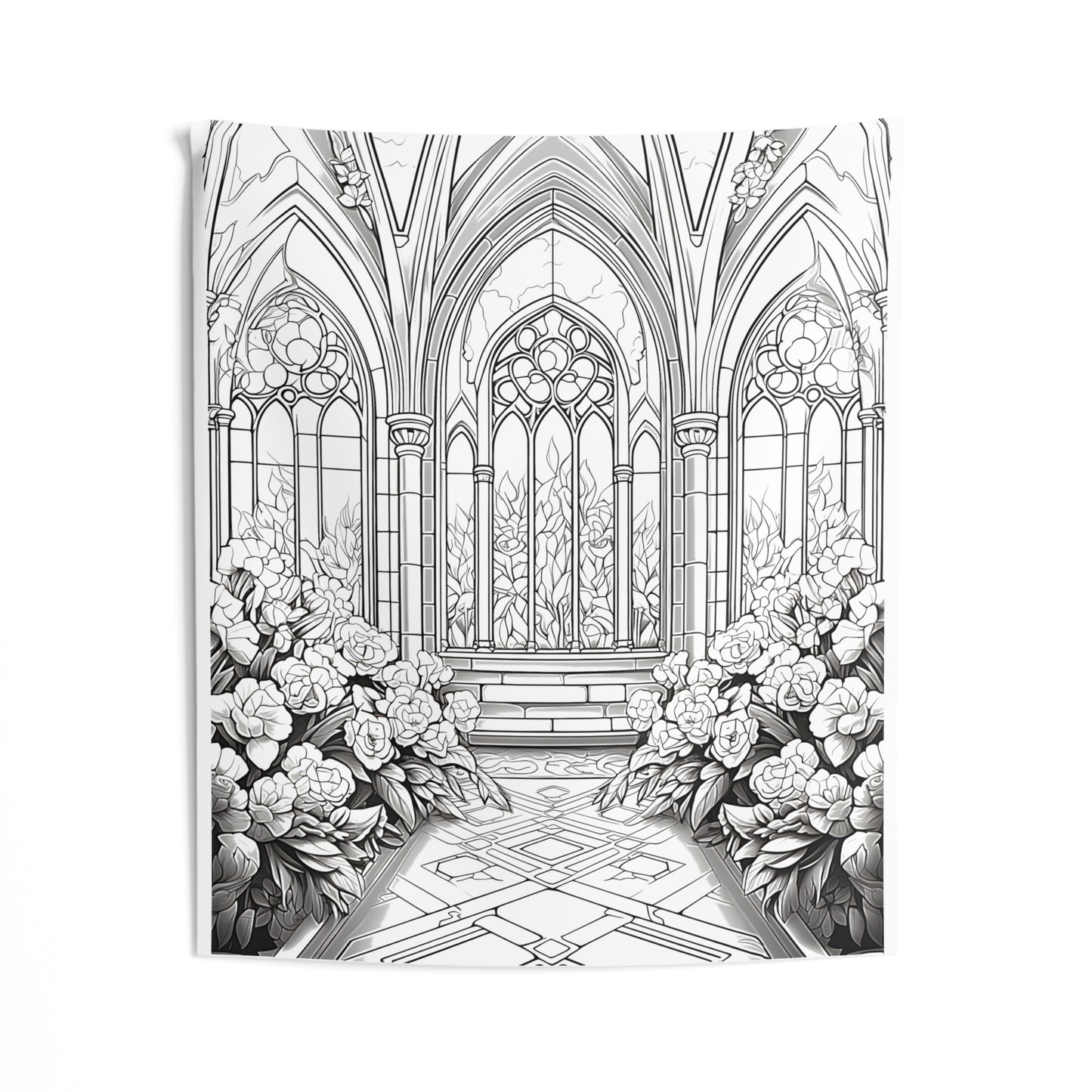 Indoor Wall Tapestries Coloring Kit with 10 Fabric Markers - Gothic Cathedral