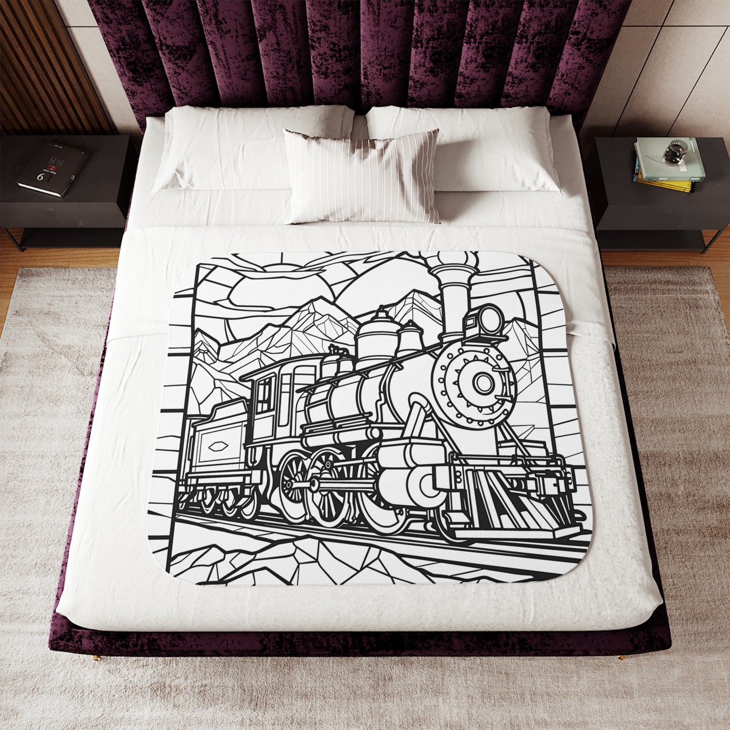 Blanket Coloring Kit with 10 Fabric Markers - Steam Locomotive