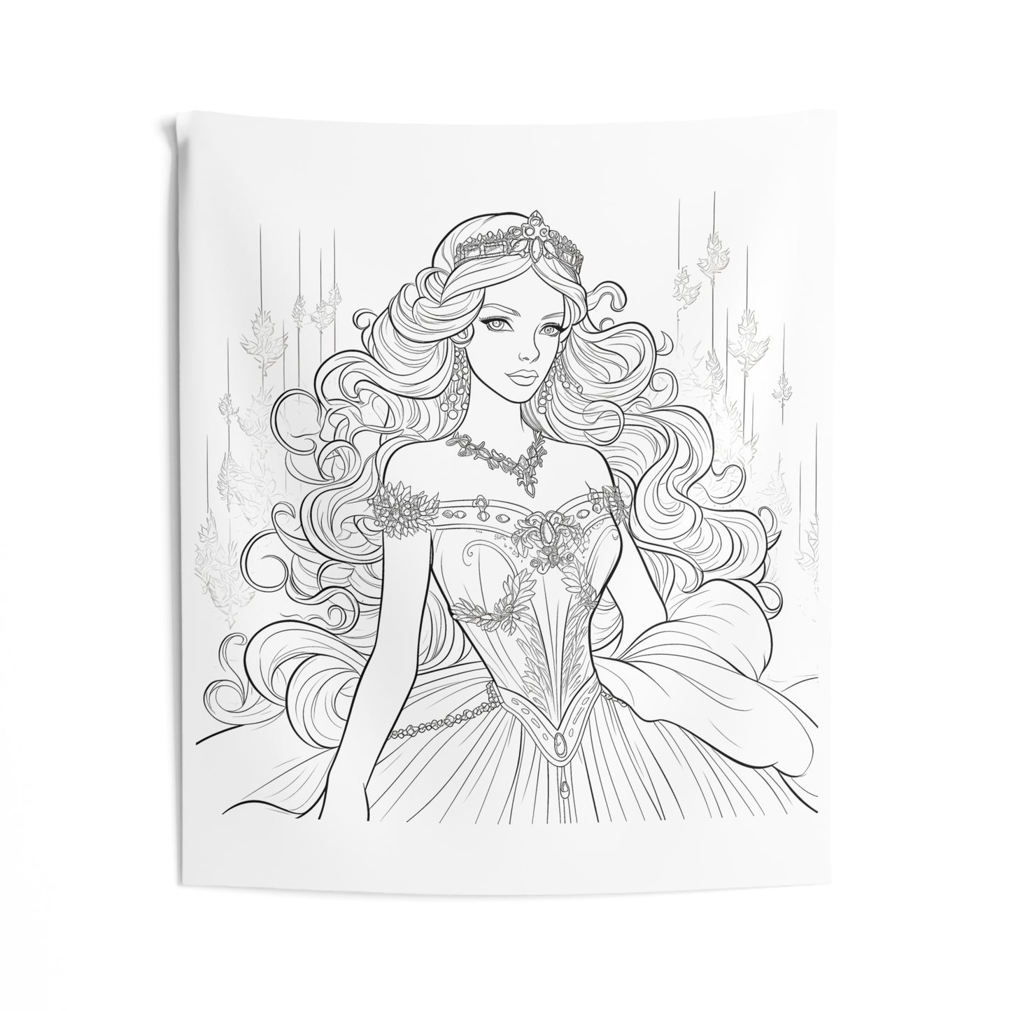 Indoor Wall Tapestries Coloring Kit with 10 Fabric Markers - Elegant Princess