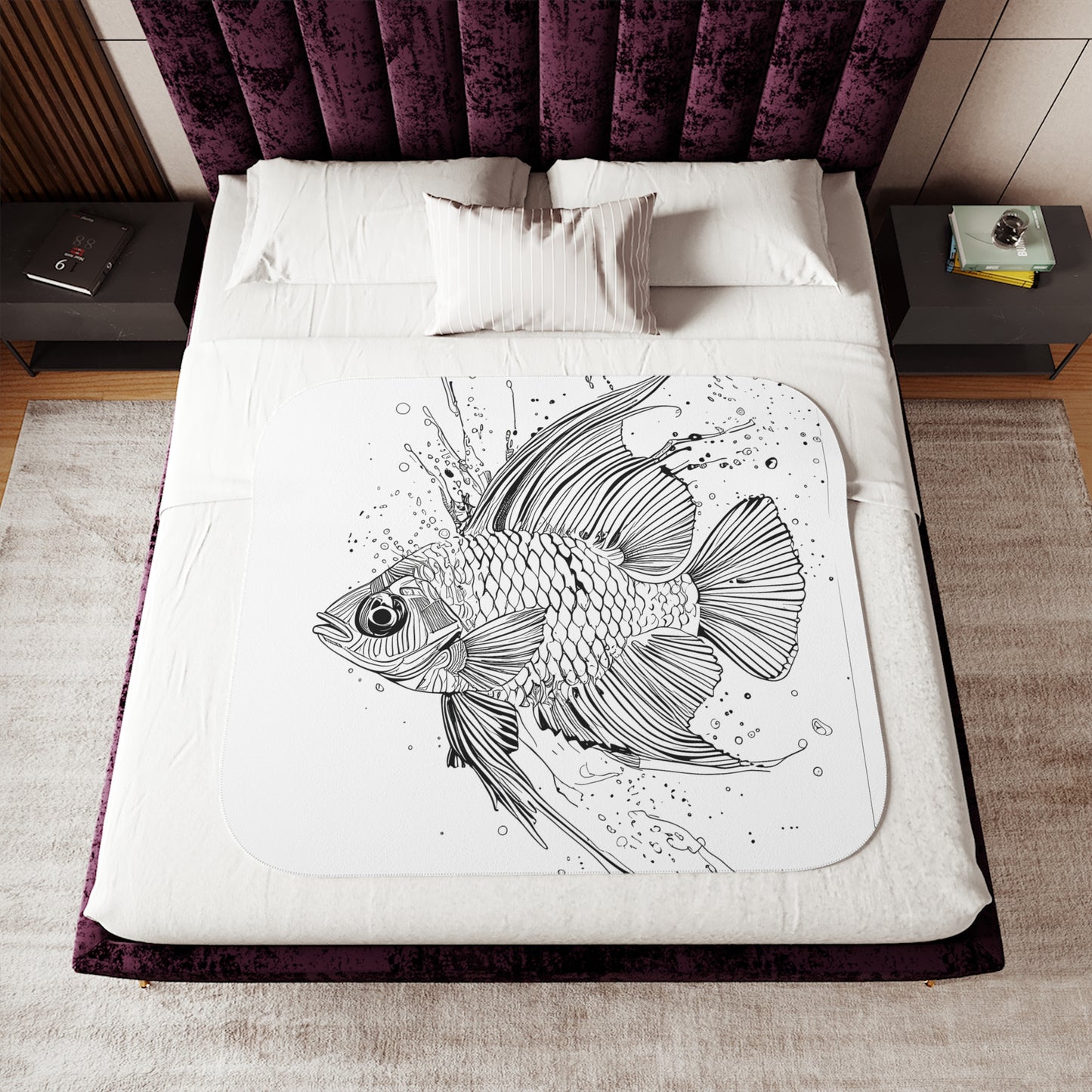Blanket Coloring Kit with 10 Fabric Markers - Detailed Fish