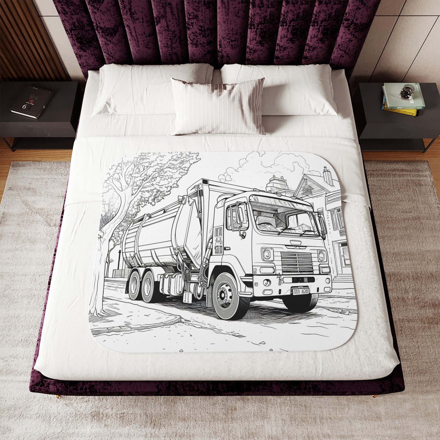 Blanket Coloring Kit with 10 Fabric Markers - Garbage Truck