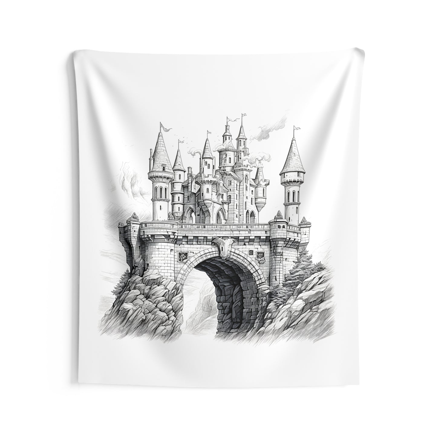 Indoor Wall Tapestries Coloring Kit with 10 Fabric Markers - Fantasy Castle