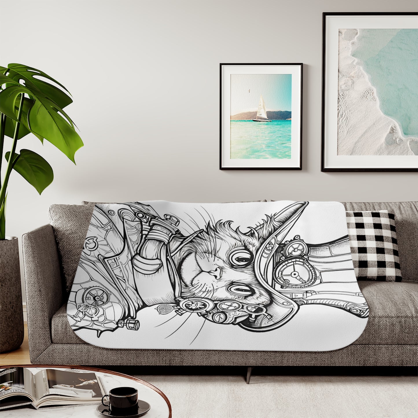 Blanket Coloring Kit with 10 Fabric Markers - Steampunk Cat