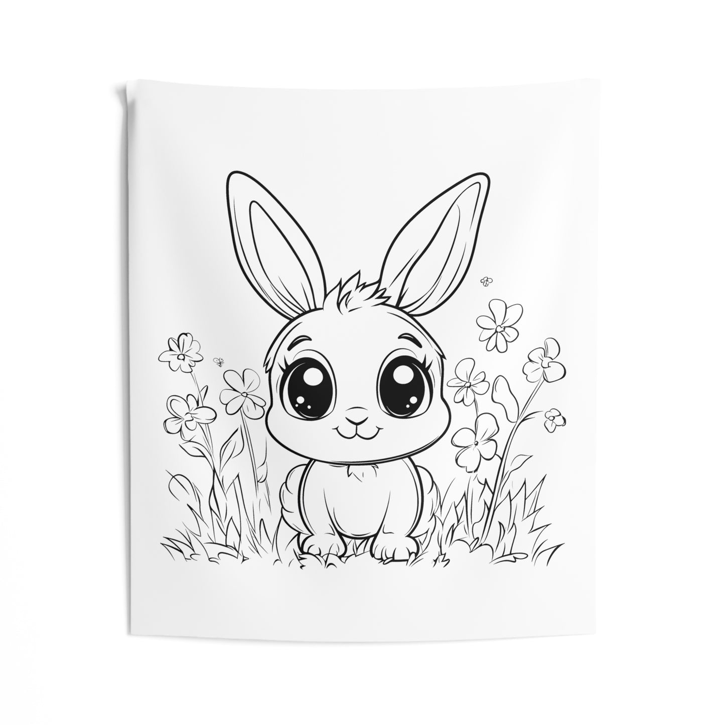 Indoor Wall Tapestries Coloring Kit with 10 Fabric Markers - Cute Bunny