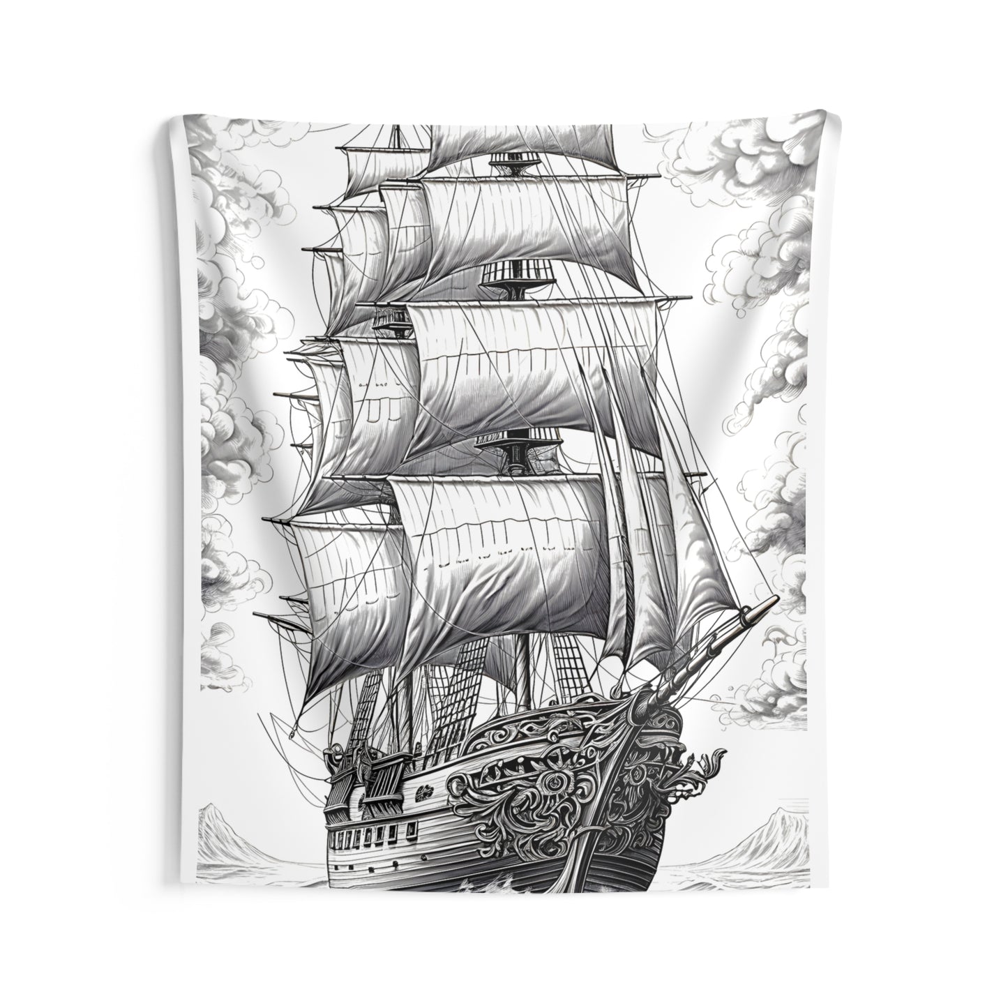 Indoor Wall Tapestries Coloring Kit with 10 Fabric Markers - Tall Ship