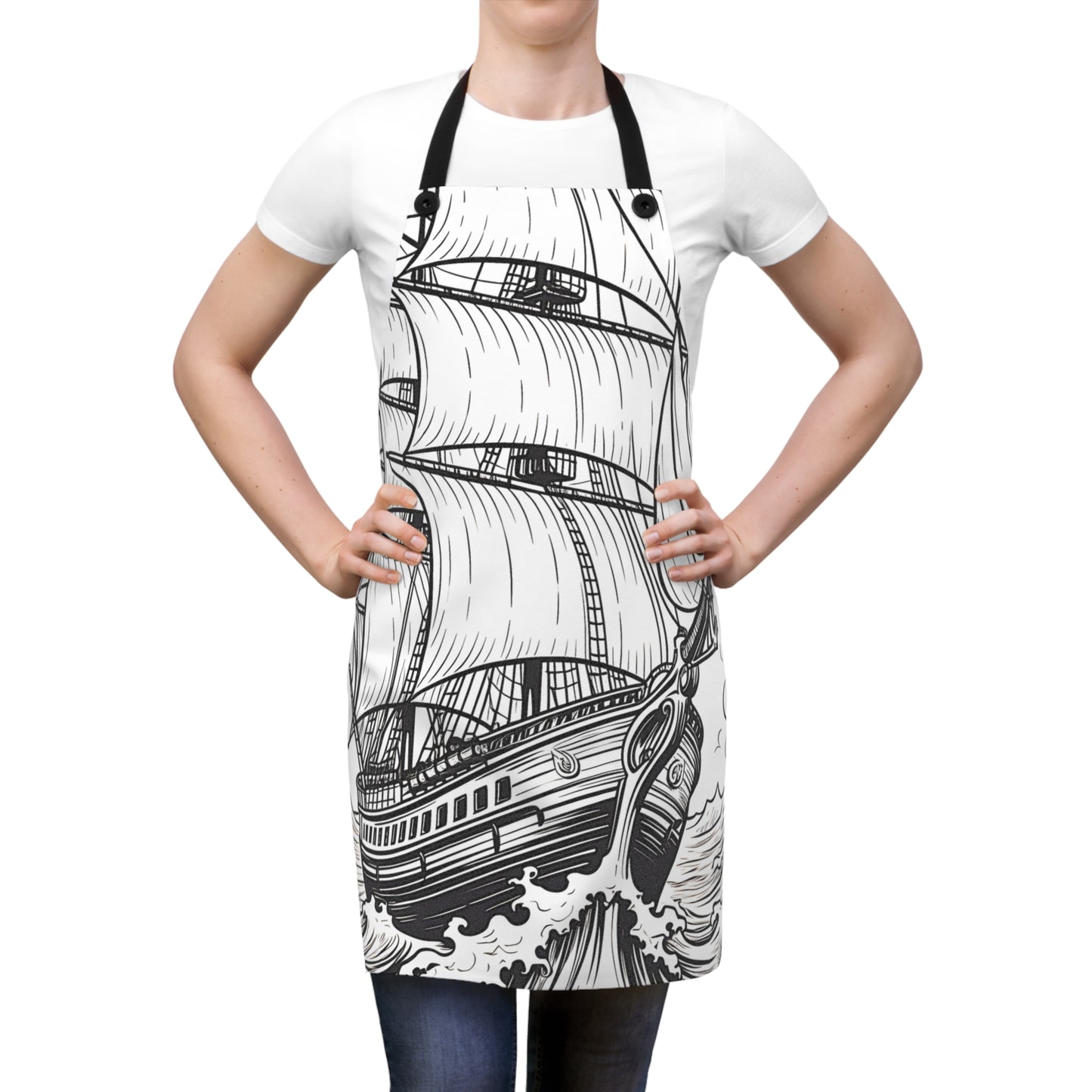 Apron Coloring Kit with 10 Fabric Markers - Sailing Ship