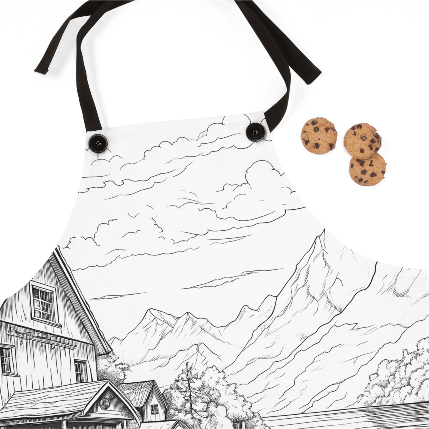 Apron Coloring Kit with 10 Fabric Markers - Countryside Landscape