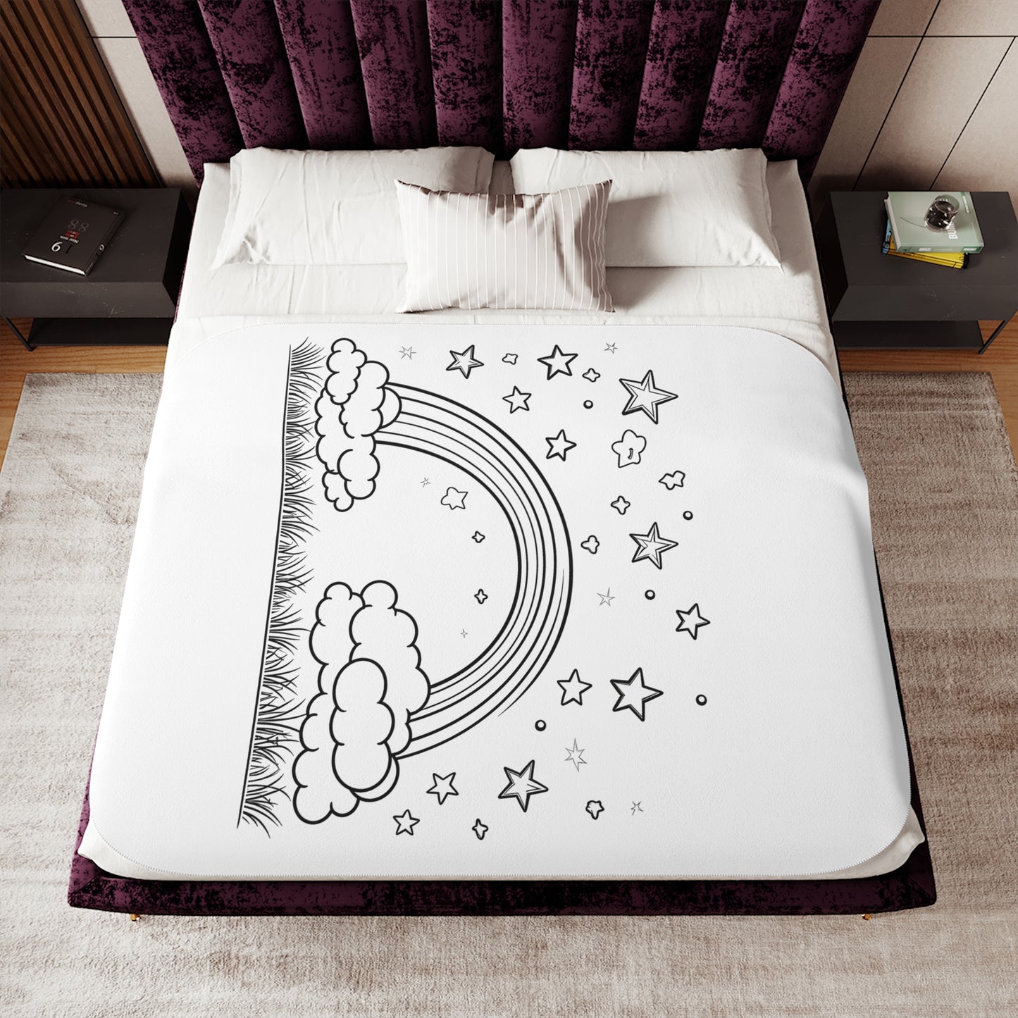 Blanket Coloring Kit with 10 Fabric Markers - Clouds and Stars