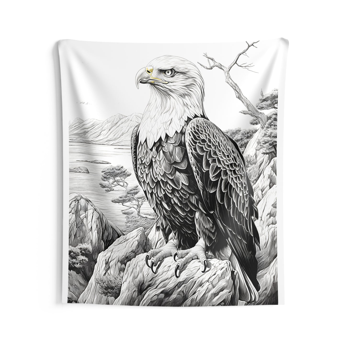 Indoor Wall Tapestries Coloring Kit with 10 Fabric Markers - Bald Eagle