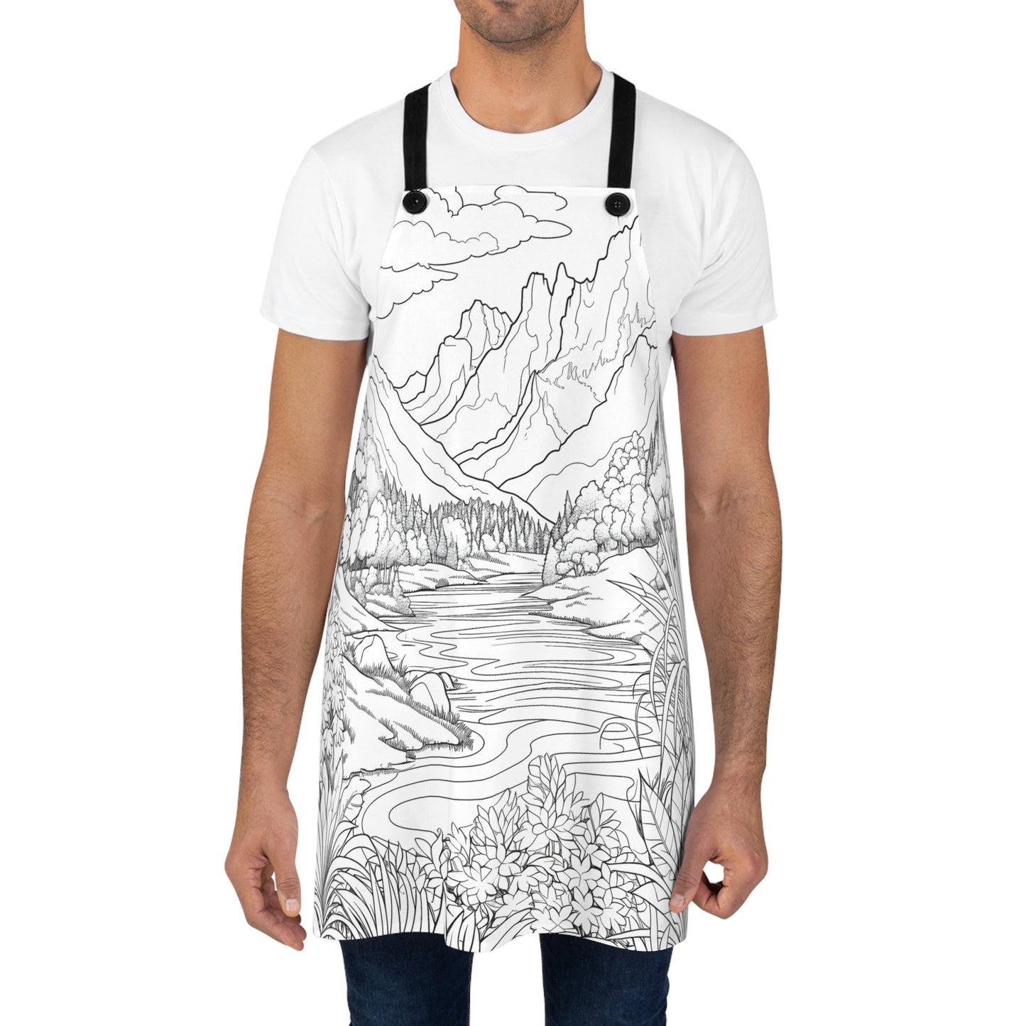 Apron Coloring Kit with 10 Fabric Markers - Mountains and River