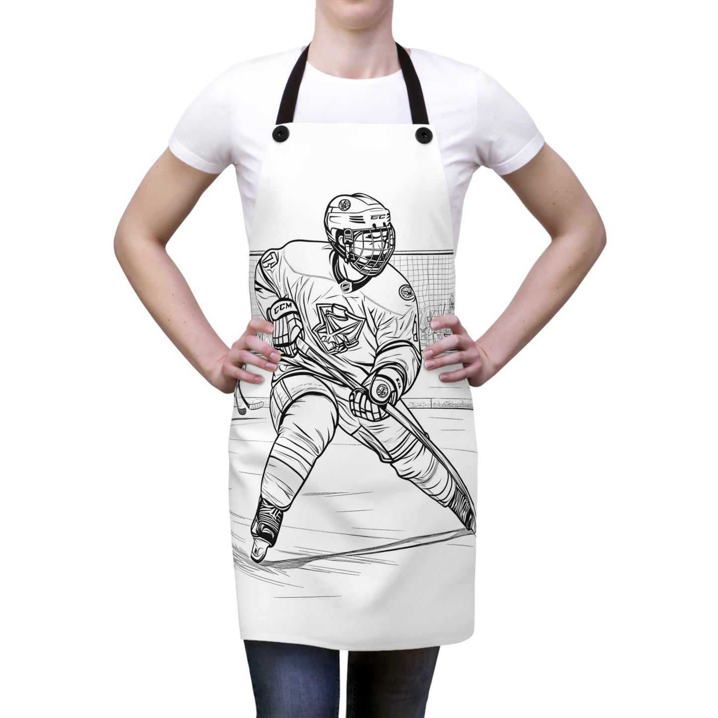 Apron Coloring Kit with 10 Fabric Markers - Ice Hockey