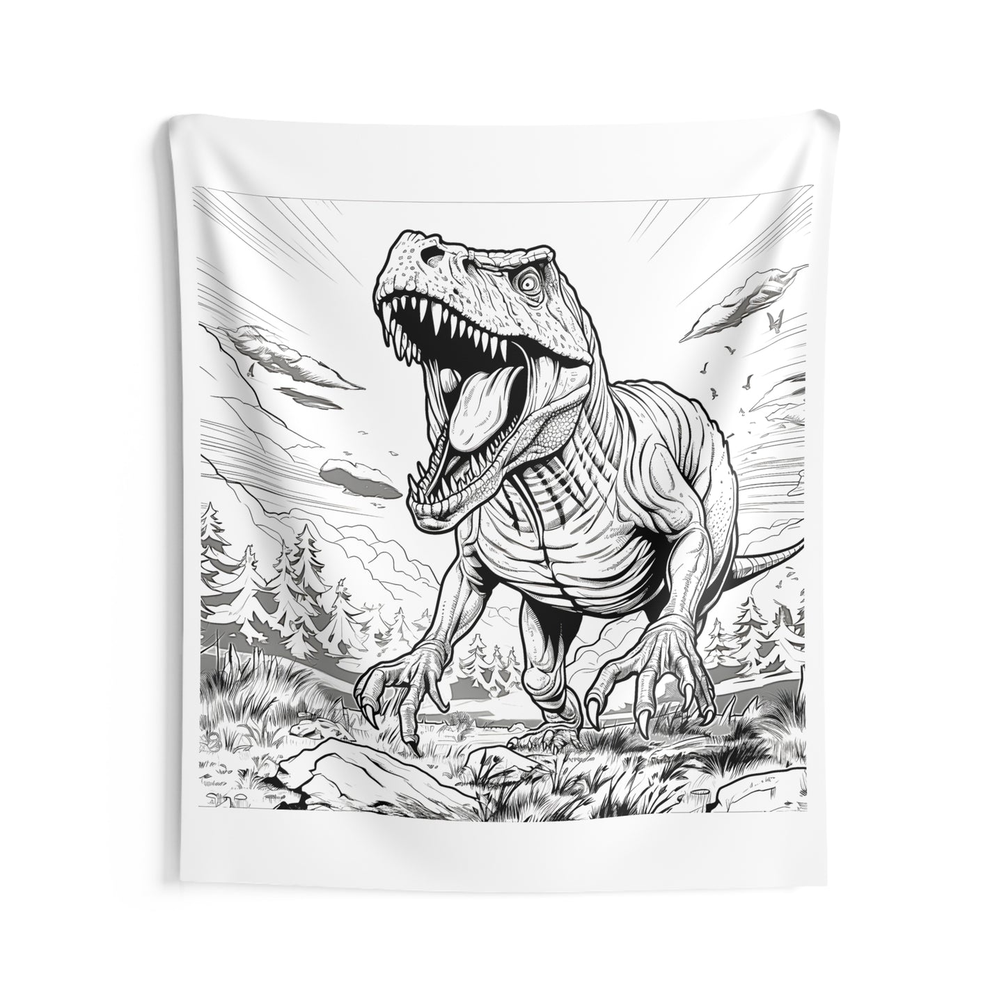 Indoor Wall Tapestries Coloring Kit with 10 Fabric Markers - Tyrannosaurus Rex