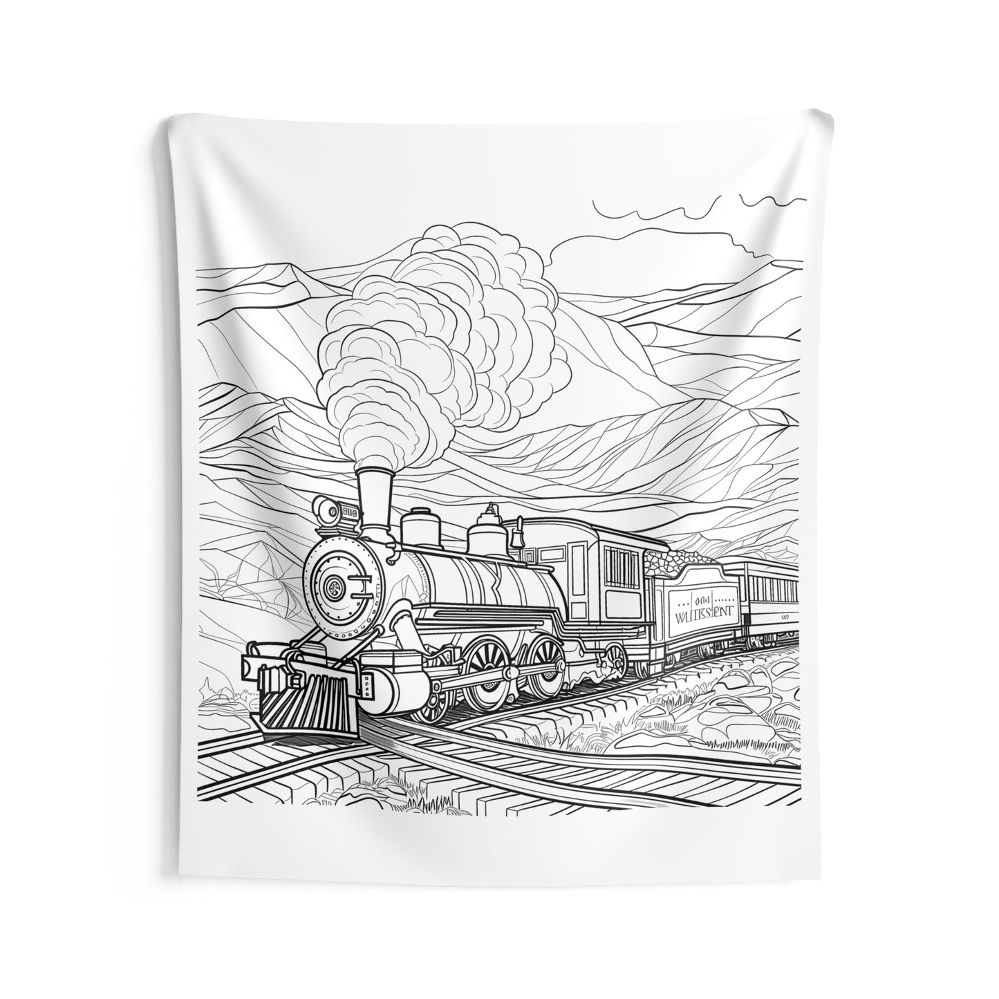 Indoor Wall Tapestries Coloring Kit with 10 Fabric Markers - Steam Locomotive