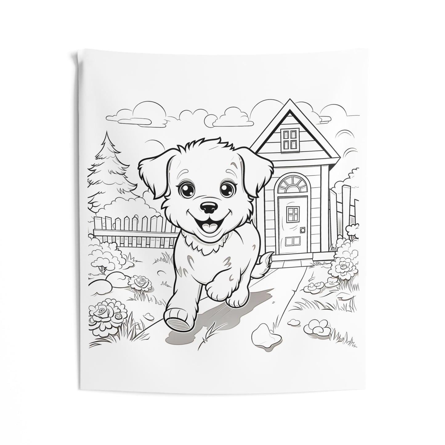 Indoor Wall Tapestries Coloring Kit with 10 Fabric Markers - Puppy