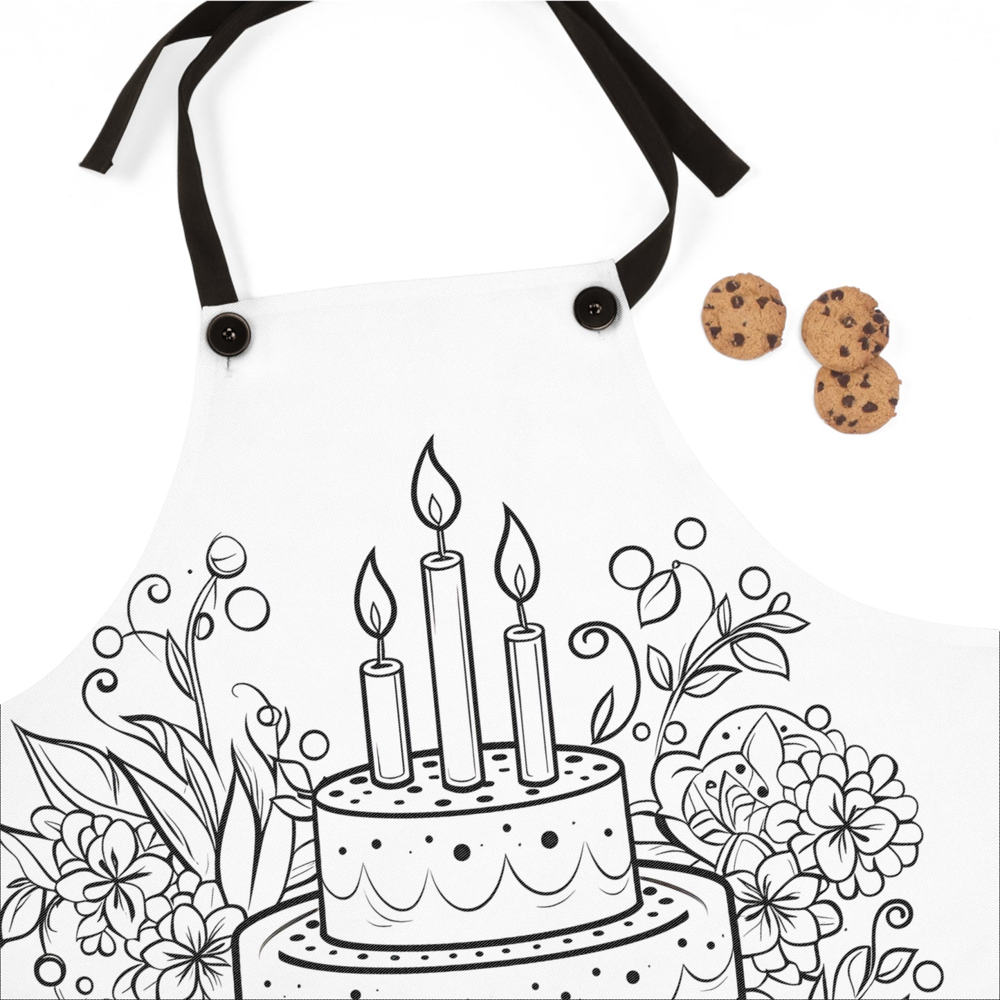 Apron Coloring Kit with 10 Fabric Markers - Birthday Cake