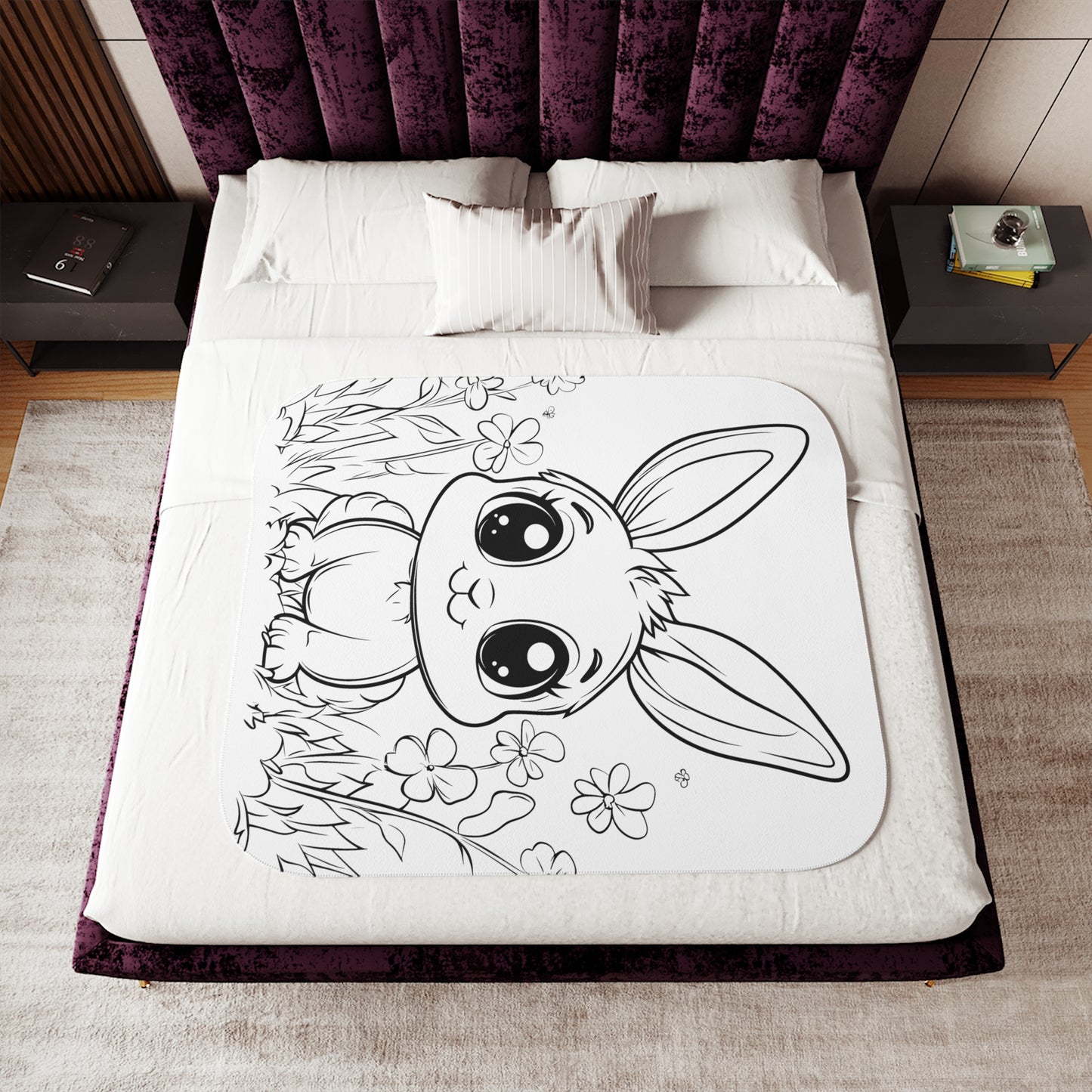 Blanket Coloring Kit with 10 Fabric Markers - Cute Bunny