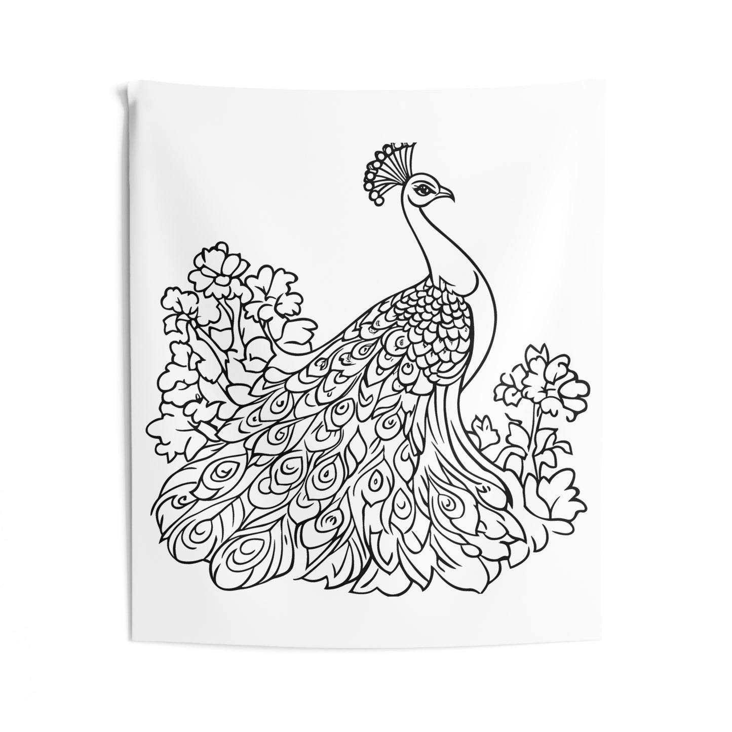 Indoor Wall Tapestries Coloring Kit with 10 Fabric Markers - Peacock Drawing