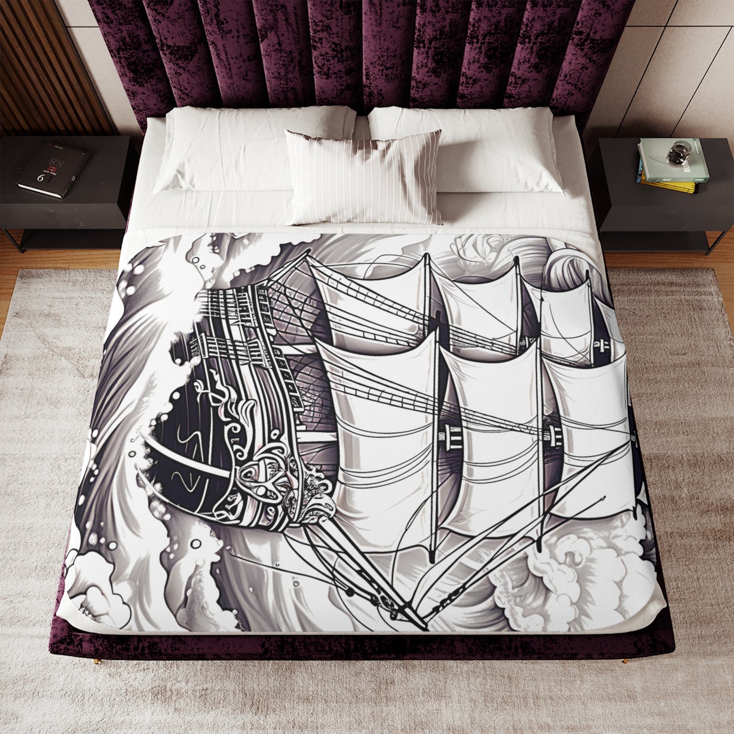 Blanket Coloring Kit with 10 Fabric Markers - Sailing Ship