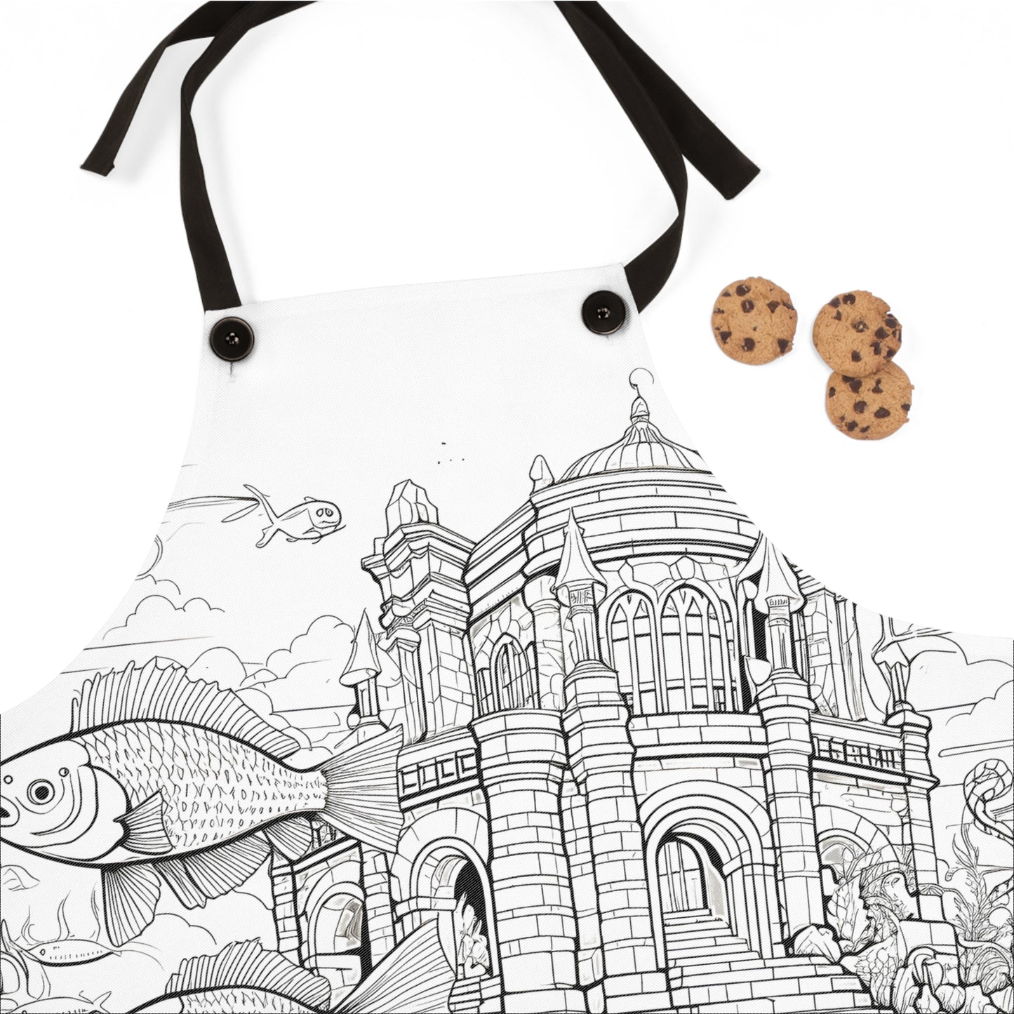 Apron Coloring Kit with 10 Fabric Markers - Underwater Castle