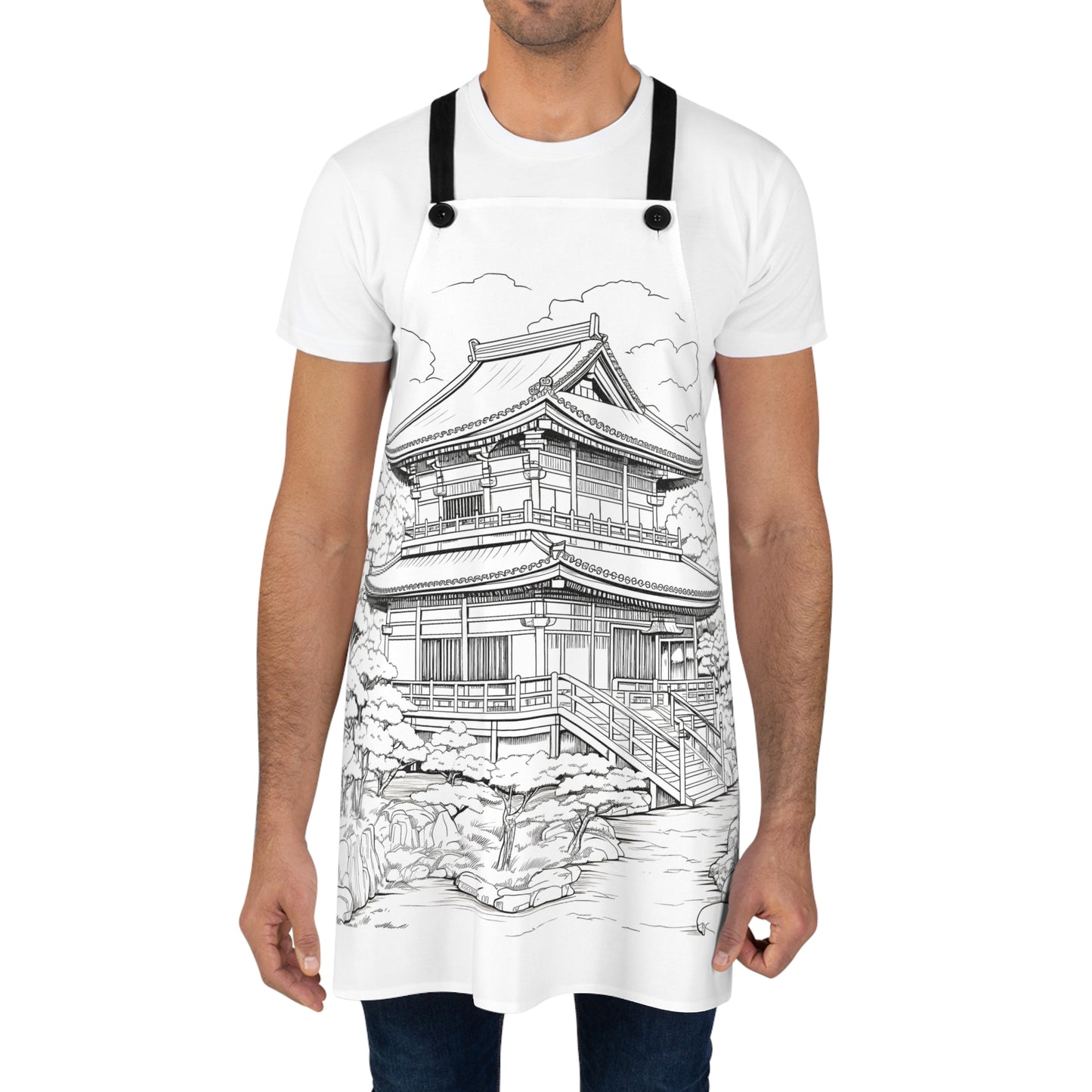 Apron Coloring Kit with 10 Fabric Markers - Japanese Pagoda