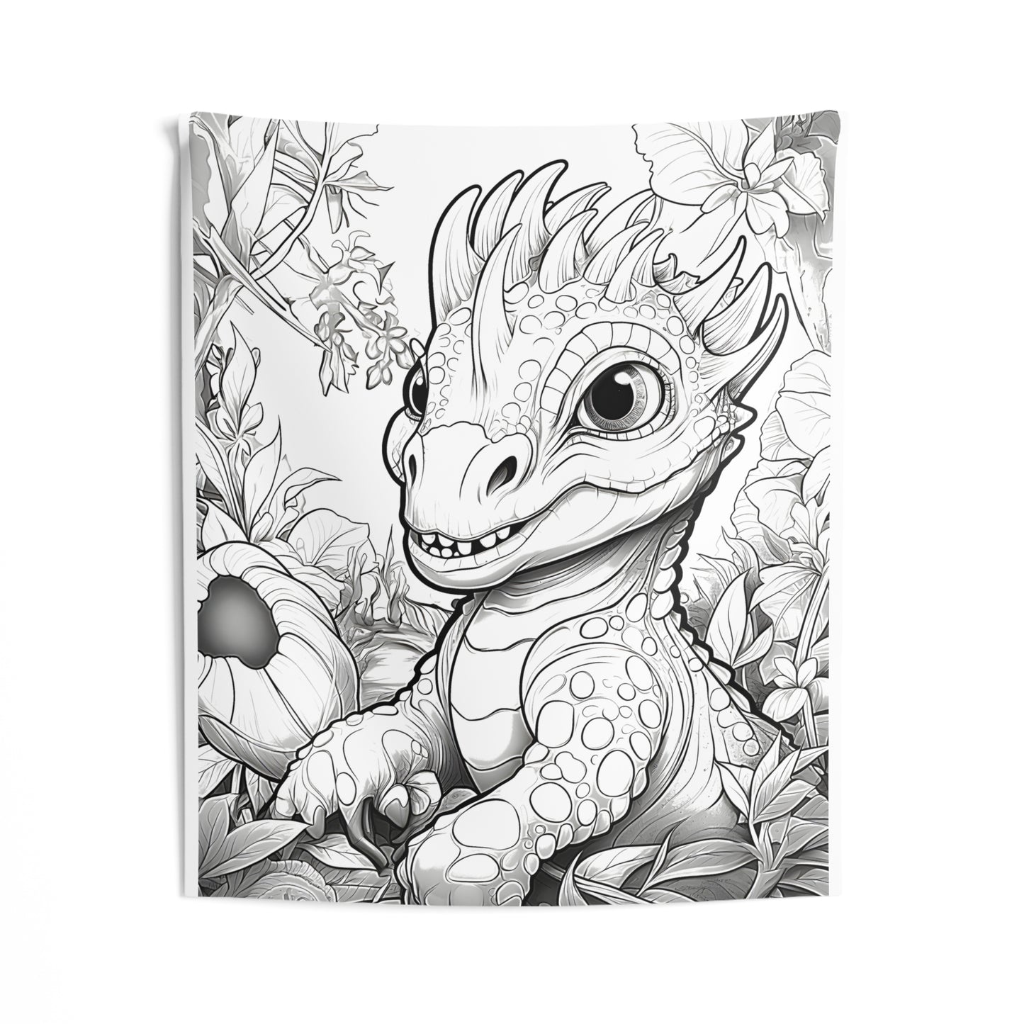 Indoor Wall Tapestries Coloring Kit with 10 Fabric Markers - Baby Dinosaur