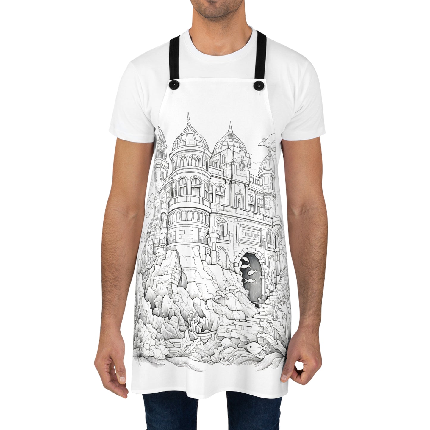Apron Coloring Kit with 10 Fabric Markers - Underwater Castle