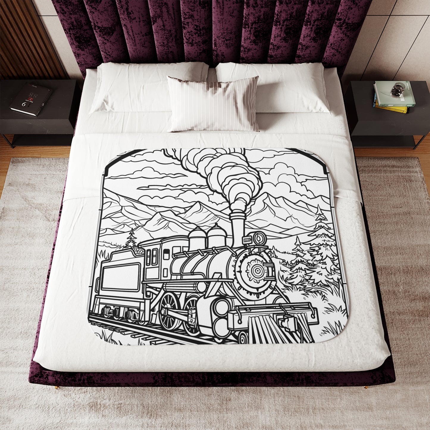 Blanket Coloring Kit with 10 Fabric Markers - Steam Train