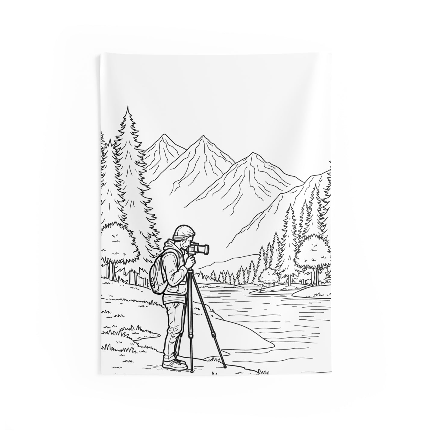 Indoor Wall Tapestries Coloring Kit with 10 Fabric Markers - Mountains