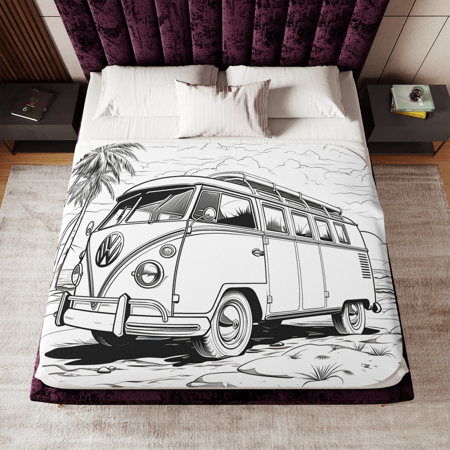 Blanket Coloring Kit with 10 Fabric Markers - VW Bus