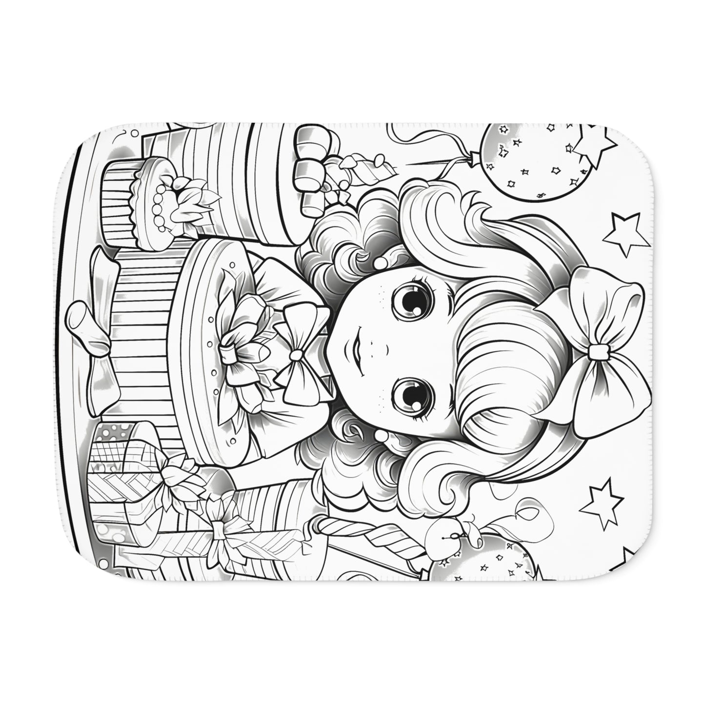 Blanket Coloring Kit with 10 Fabric Markers - Girl with Presents