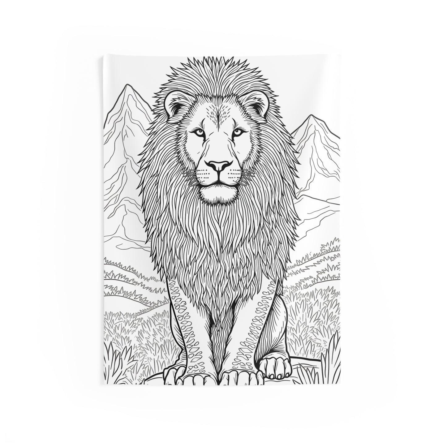 Indoor Wall Tapestries Coloring Kit with 10 Fabric Markers - King of the Jungle