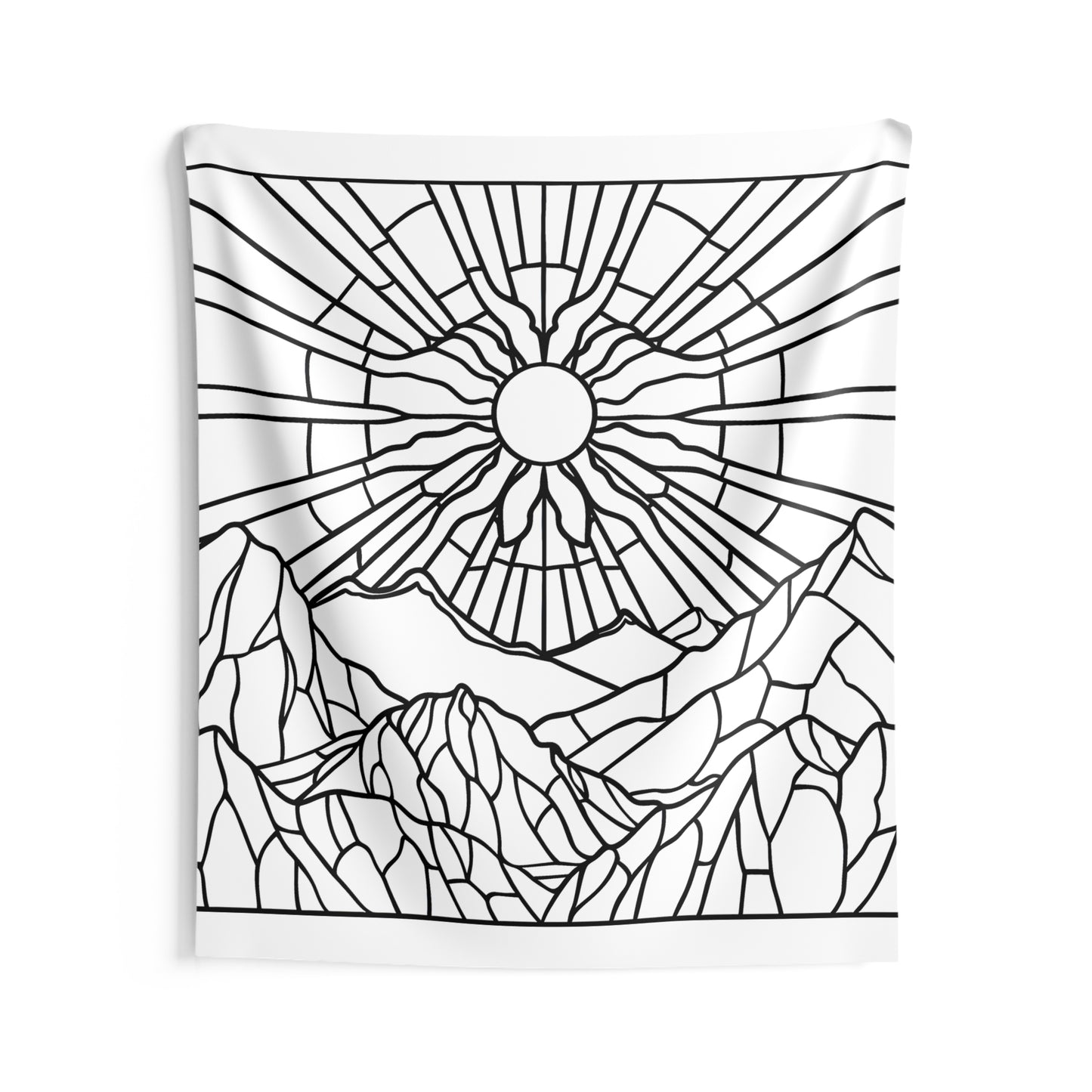 Indoor Wall Tapestries Coloring Kit with 10 Fabric Markers - Abstract Mountains and Sunburst