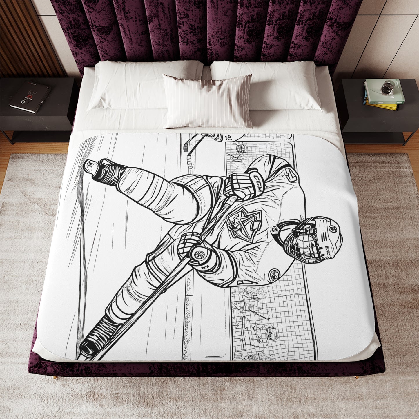 Blanket Coloring Kit with 10 Fabric Markers - Ice Hockey