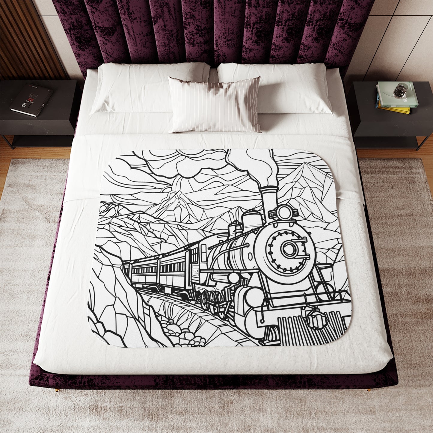 Blanket Coloring Kit with 10 Fabric Markers - Steam Train