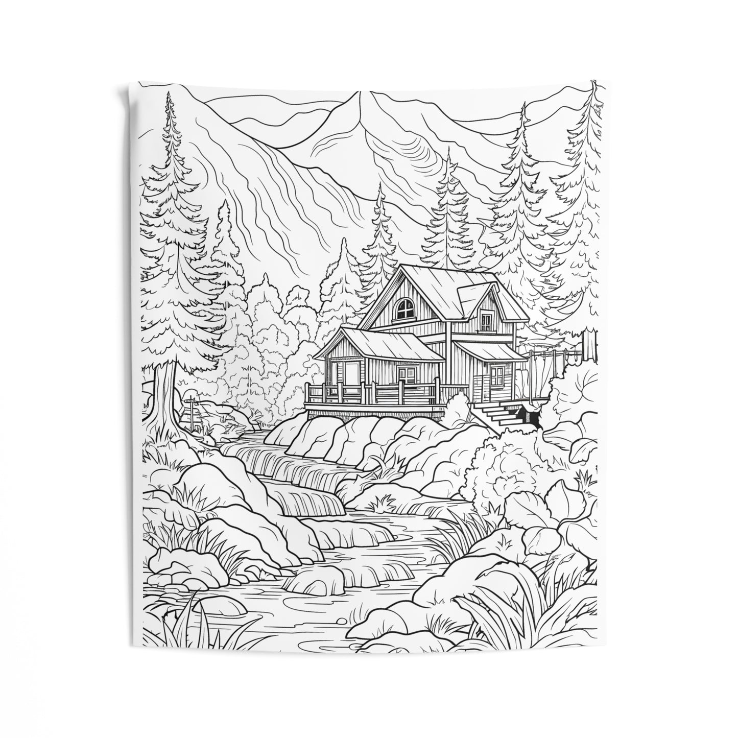 Indoor Wall Tapestries Coloring Kit with 10 Fabric Markers - Mountain House