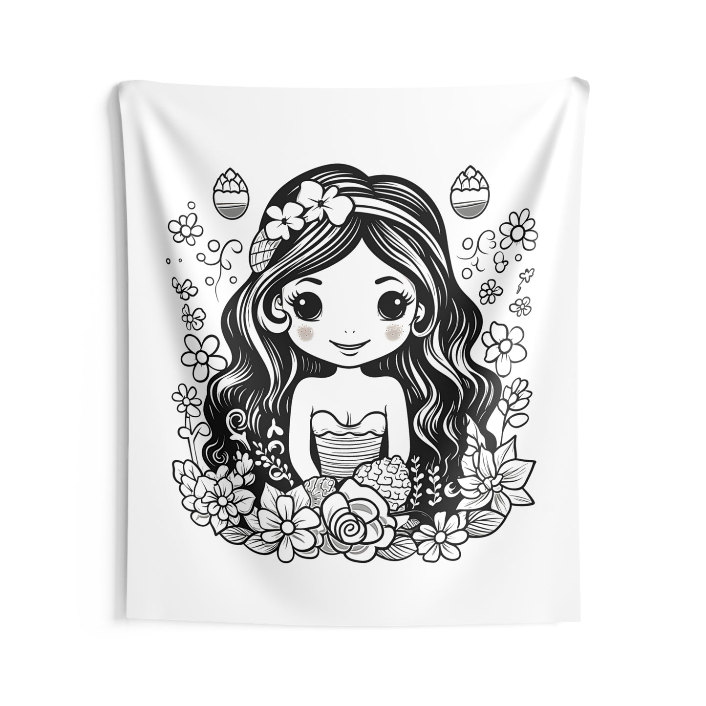 Indoor Wall Tapestries Coloring Kit with 10 Fabric Markers - Flower Fairy