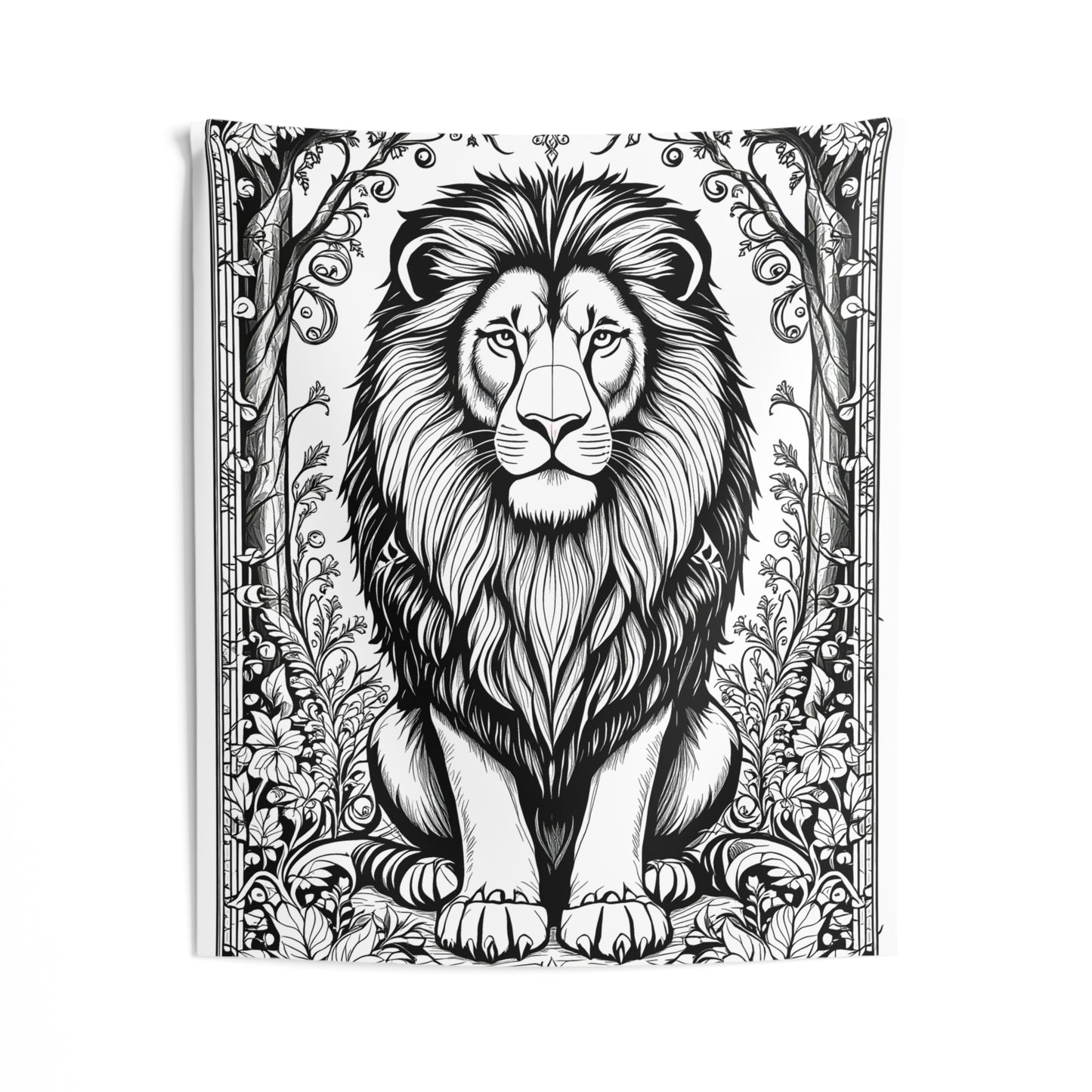 Indoor Wall Tapestries Coloring Kit with 10 Fabric Markers - Regal Lion