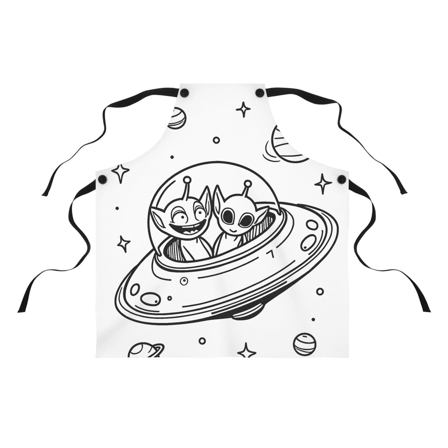 Apron Coloring Kit with 10 Fabric Markers - Aliens in Spaceship