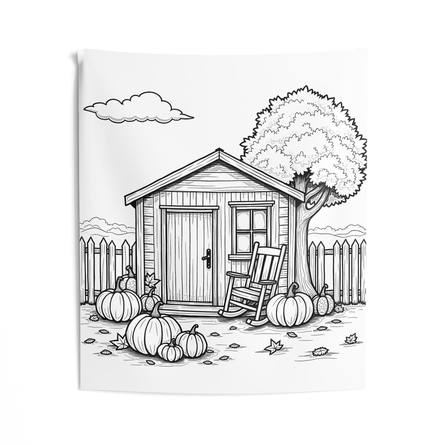 Indoor Wall Tapestries Coloring Kit with 10 Fabric Markers - Autumn Setting