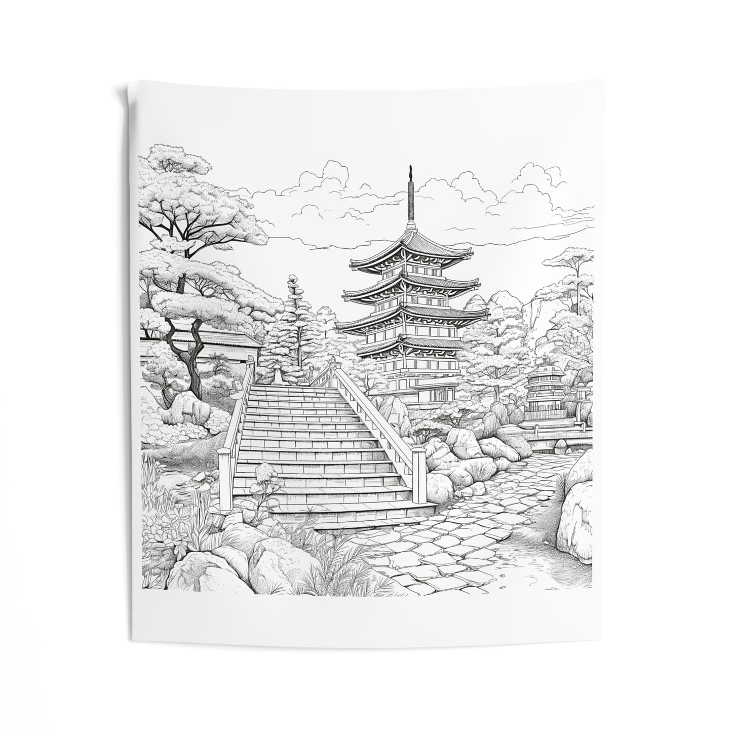 Indoor Wall Tapestries Coloring Kit with 10 Fabric Markers - Pagoda