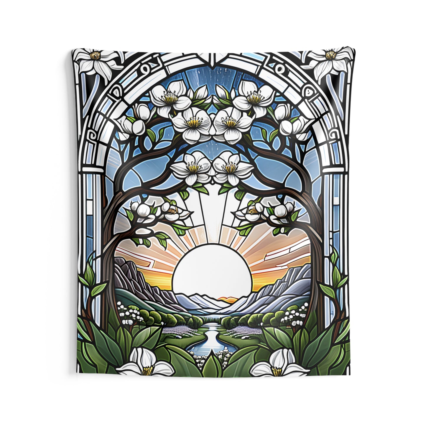 Indoor Wall Tapestries Colorful Graphic Design - Blooming Landscape